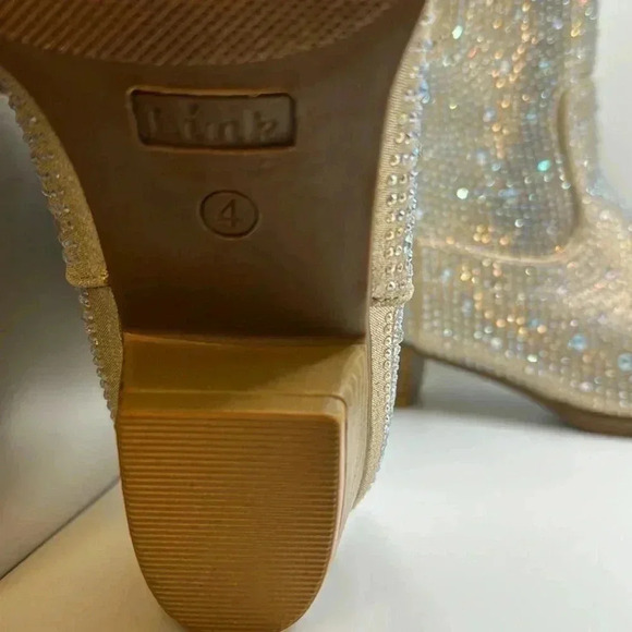 NWOT Kids  Bling Rhinestone Cowboy Cowgirl Western Ankle Boot Booties. Size 4 - Picture 9 of 10